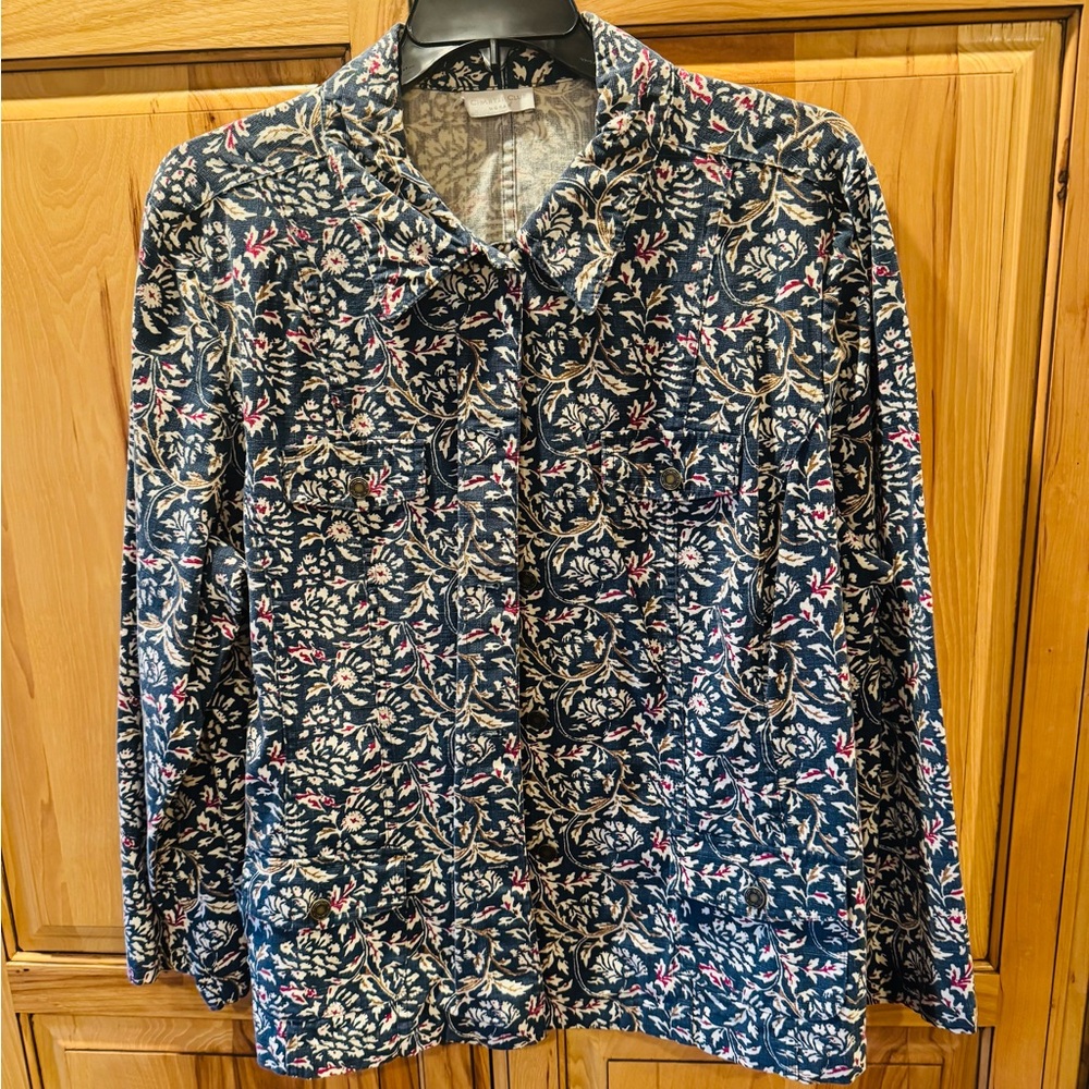 Charter Club Navy and White Floral Jacket size 18/20